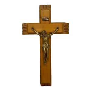 Vintage Wooden Cross Crucifix Plastic Christ Last Rights Sick Call Religious - Picture 1 of 9