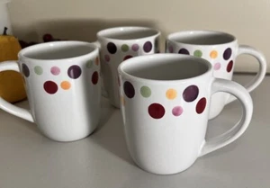 *FOUR* (4) Pampered Chef Simple Additions Dots Stoneware COFFEE MUGS CUPS VGUC - Picture 1 of 4
