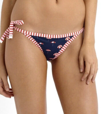 NUEVO CON ETIQUETAS $72 PANTALONES DE BIKINI SEAFOLLY ANTHROPOLOGIE RIVIERA COAST AZUL MARINO ROJO A RAYAS EE. UU. 6 Foto 1 de 4