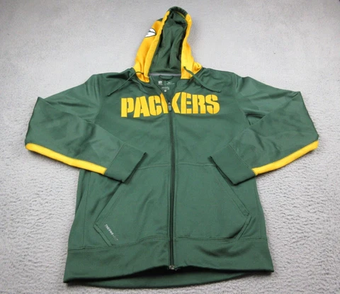 Green Bay Packers Sweater Mens Small Green Yellow Hoodie Logo NFL Football Cover
