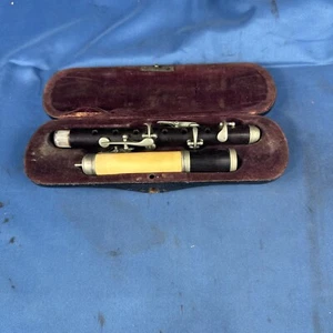 Vintage 1800’s Piccolo Flute German Silver W Case Music Instrument - Bild 1 von 9