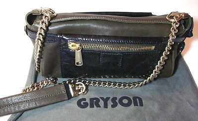 NUEVO Bolso Bandolera Gryson Beca Marrón Oliva con Correa de Cadena Dorada ITALIA PRECIO DE VENTA SUGERIDO POR EL FABRICANTE: $795 Foto 1 de 4