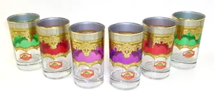 Set of 6 Vintage MCM Moroccan Tea Glasses Royal France Design w/ Original Labels - Picture 1 of 3