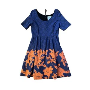 M Anthropologie HD in Paris Blushed Blooms Dress Blue Floral Print Fit Flare - Picture 1 of 6