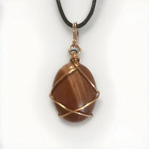 Mookaite Gemstone Pendant, Copper Wire, 18 In. Jewelry, Necklace Gift. - Picture 1 of 4