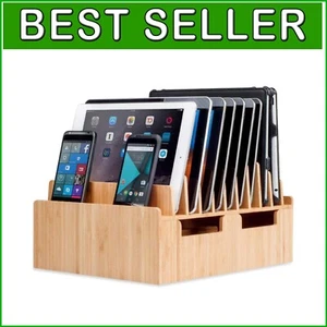 Sustainable Bamboo Charging Station: 10 Ports for Classrooms & Corporate Spaces - Picture 1 of 8
