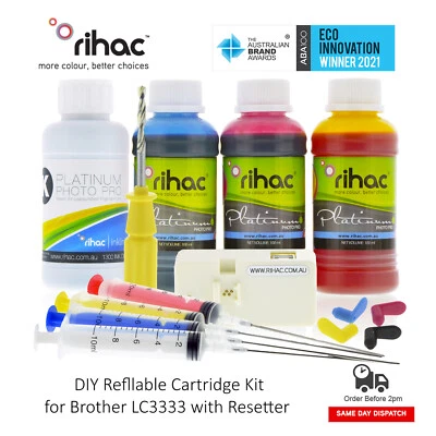 Brother LC3333 Refillable Ink Cartridge DIY Kit Resetter MFC-J1300DW DCP-J1100DW - Image 1 of 4
