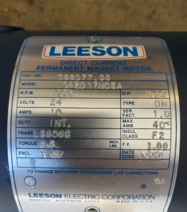 LEESON ELECTRIC MOTOR, 1/4hp, DC 24 Volt, 5/8" shaft. Part # C42D17NC5A - Picture 1 of 3
