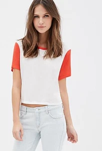 NWT Forever 21 Creeam RED Boxy Colorblocked Crew Neck Tee  T-Shirt M Medium - Bild 1 von 4