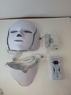 7 Colors LED Light Photon Therapy Face Neck Mask Rejuvenation Skin Wrinkles  - Image 1 of 4