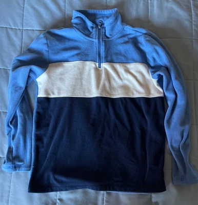 The Children's Place 1/4 Zip Mock Neck Fleece Blue Pullover Youth Size 10/12 - Image 1 of 2