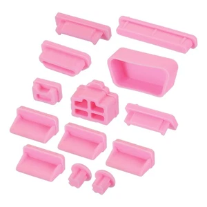 65 pièces cache conduit port ordinateur portable 13 types prises bouchons USB/VGA/Audio Jack/SD, rose - Photo 1/7