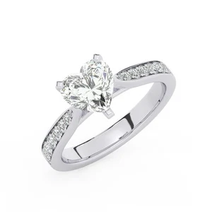 1.15ct Heart Lab Grown Diamond Ring 14K Solid White Gold With IGI Certificate - Picture 1 of 6