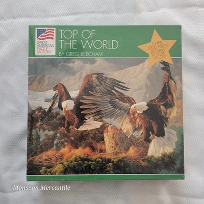 Bald Eagle Jigsaw Puzzle Top Of The World Vtg 1000 pc Bird Nest Mountains NEW - Image 1 of 3