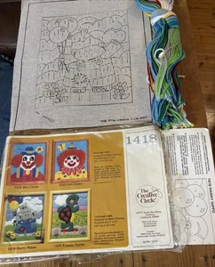 Vintage Creative Circle Embroidery Kit #418 "Harry Hippo" 8 X 10 Stiff Canvas - Picture 1 of 12