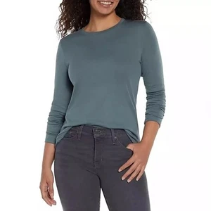 NWT Eddie Bauer Women's Classic Fit Long Sleeve Crewneck Tee Lt. Harbor XS - Picture 1 of 7