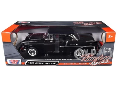 1955 CHEVROLET BEL AIR HARD TOP BLACK 1/18 DIECAST MODEL CAR BY MOTORMAX 73185 - Image 1 of 4