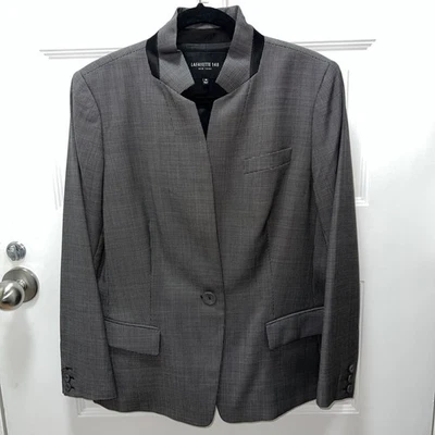 Chaqueta Blazer Gris Lafayette 148 Para Mujer Cuello Satinado Soporte Pecho Único Talla 14 Foto 1 de 4