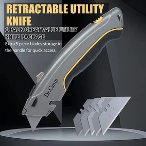 Utility Knife, SK2 Heavy Duty Retractable Box Cutter with Blade Storage (6 Blade - Picture 1 of 6