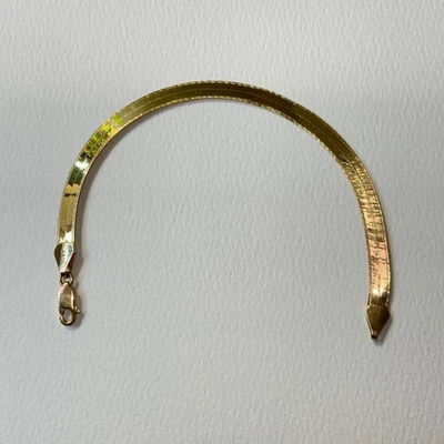 14K Gold Milor Italy Herringbone Bracelet 7.5” 6mm 4.34g – $400 BIN Free Ship - Image 1 of 4