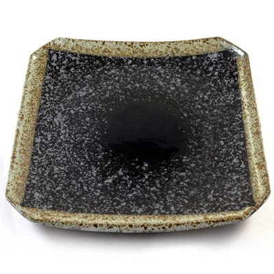Sushi Plate - Japanese Ceramic Stoneware Square Dish | Black Speckle Glaze - Image 1 of 2