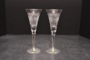 WATERFORD CRYSTAL GRESHAM SET OF 2 TOASTING CHAMPAGNE FLUTES 9-1/4” Glasses - Picture 1 of 16