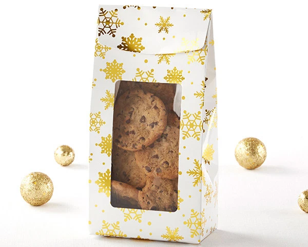 12 cajas de regalos de boda de vacaciones de copo de nieve de lámina dorada Foto 1 de 1