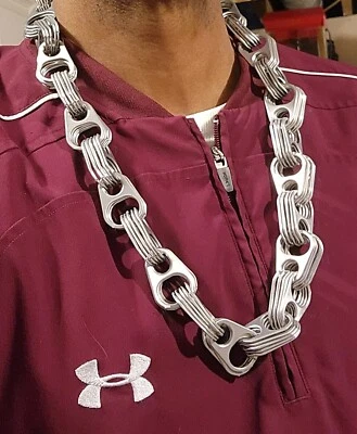Collar de plata 32" - Pull Tabs Can Tabs - Pestañas grandes Steampunk cadena continua Foto 1 de 4