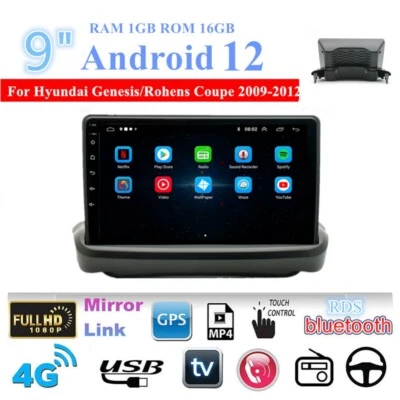 Ajuste para Hyundai Genesis/Rohens cupé 9"" para Android 12 coche estéreo radio GPS Foto 1 de 4
