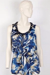 ALFANI TOP BLUSE für Damen Größe 6 U-Ausschnitt verziert ärmellos abstrakter Druck - Bild 1 von 4