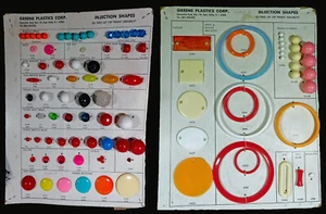 2 Salesman's Sample Cards MCM Greene Plastics Co. Buttons, Injection Forms - Picture 1 of 5