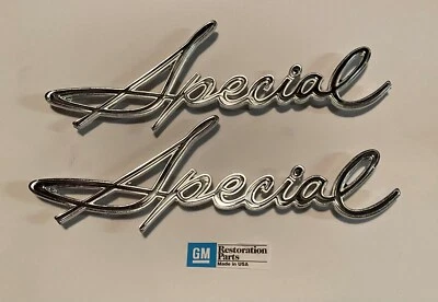 64 BUICK SPECIAL QUARTER PANEL EMBLEMS &  65 FENDER EMBLEMS NEW PAIR 1964 1965 - Image 1 of 2
