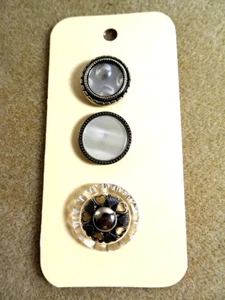 3 Silver Tone Decorative Accent Buttons Singles Shank End - Picture 1 of 1