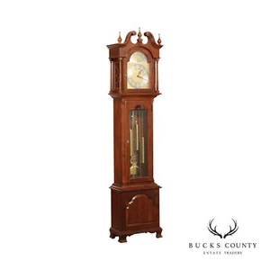 Ethan Allen Chippendale Style Cherry Grandfather Clock - Picture 1 of 12