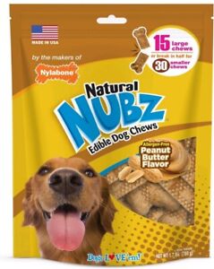 Nylabone Nubz Peanut Butter Large Edible Chews Dog Treats Long Lasting 15ct