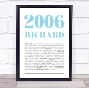 2006 Minimal Any Age Any Year You Were Born Birthday Facts Personalised Print - Picture 1 of 1