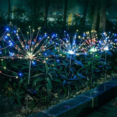 Solar Firework Lights 150 LED Outdoor Waterproof Path Lawn Garden Decor Lamp