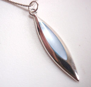 Long and Sleek Blue Mother of Pearl 925 Sterling Silver Necklace - Picture 1 of 4