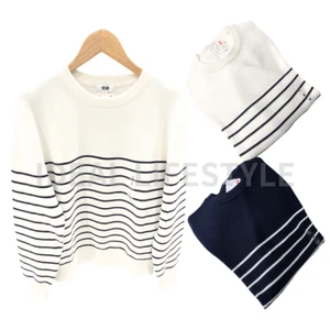 UNIQLO Washable Milano Ribbed Striped Crew Neck Sweater S-4XL Men 470160 NWT - Picture 1 of 12