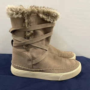 Toms Women's Vista Faux Fur Lined Suede Boots Tan Gray Size 7 - Picture 1 of 8