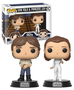 Han Solo And Princess Leia 2 Pack Star Wars 40th Pop! Vinyl - Picture 1 of 3