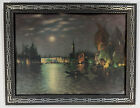 Vnt. Santa Maria Della Salute On Grand Canal In Venice By Night Vintage Print