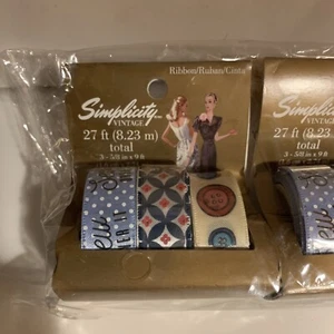 Simplicity Vintage Ribbon 3 Pack SEW OVER IT Crafting Sewing 9 Rolls Total NEW - Picture 1 of 7