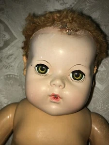 Vintage 1940’s Effanbee Doll DY DEE Baby 12” Rubber Body Caracul Red Hair - Picture 1 of 19