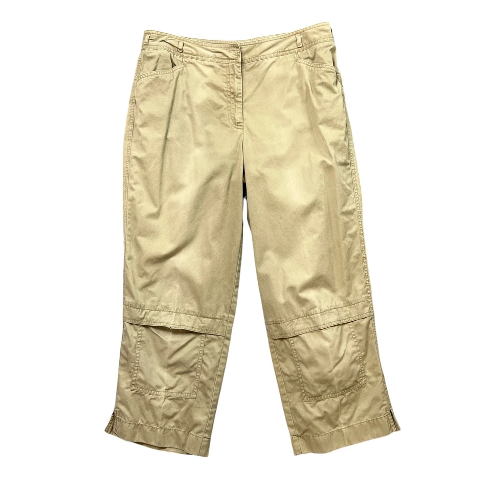 Pantalones Jill Vintage Mujer 10 Beige Algodón Carga Bolsillos Frontales Rectos Recortados Foto 1 de 4