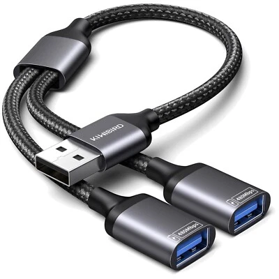 USB Splitter Y Kabel, 1 zu 2 verteiler Adapter, dual USB 2.0 Port Exten - Bild 1 von 4