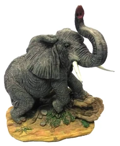 Figura de elefante tronco de 5" hermosa base detallada de selva de vida silvestre - Imagen 1 de 9