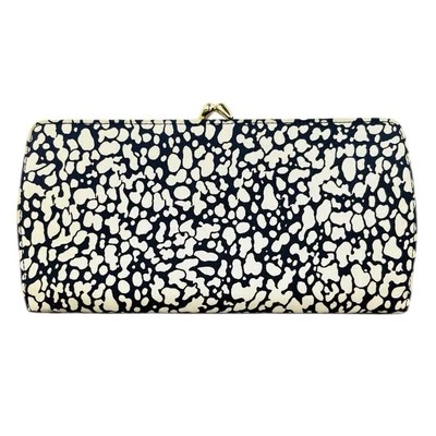 Cartera sin asas de seda vintage monedero negro blanco guijarros cierre geométrico dorado Foto 1 de 4