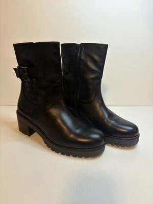 Botas Coach and Four de Cuero Negras con Costuras Rojas Hechas en Italia Talla 8.5 Usadas en Excelente Condición Foto 1 de 4