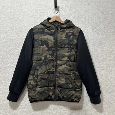 Under Armour Jacket Boy Youth Camo Puffer Vest Hooded Black Long Sleeve Size YLG - Image 1 of 4